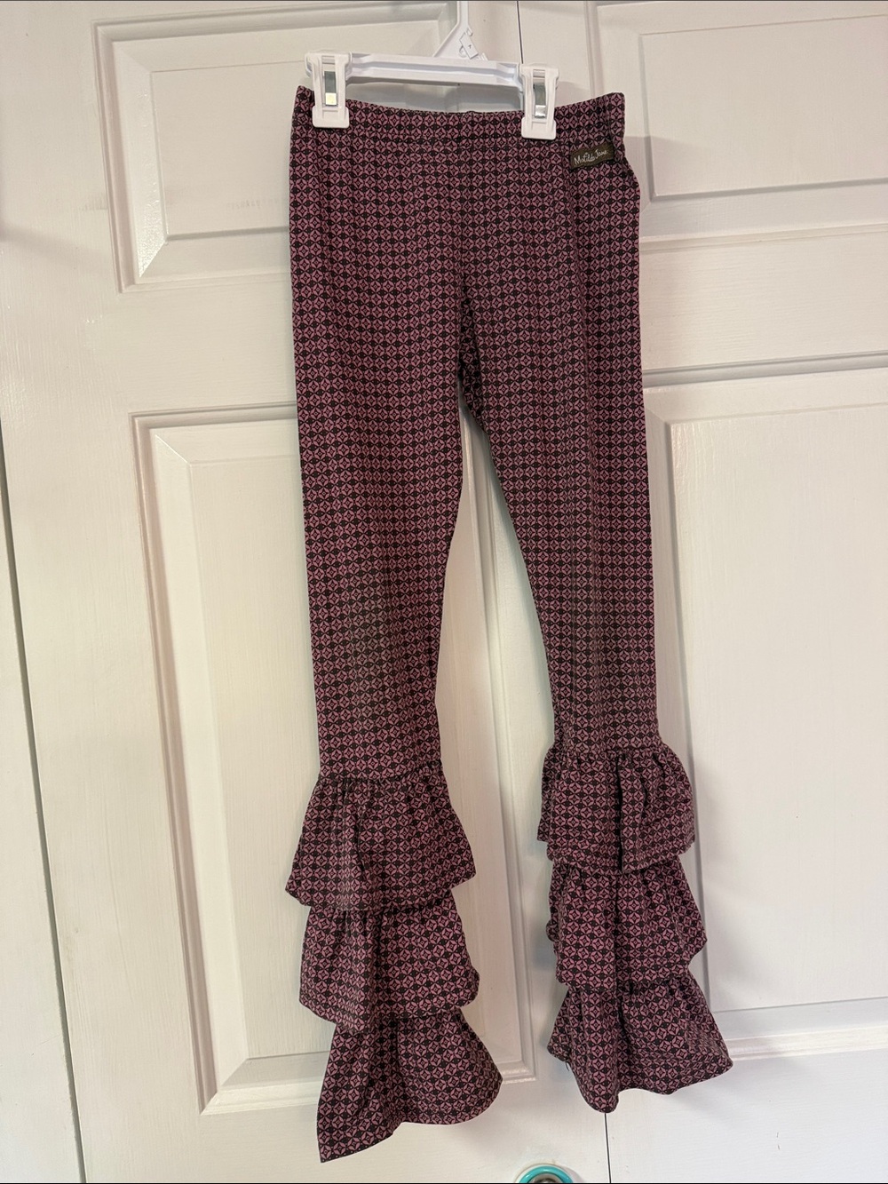 Matilda Jane Mauve and Black Geometric Ruffle Leggings